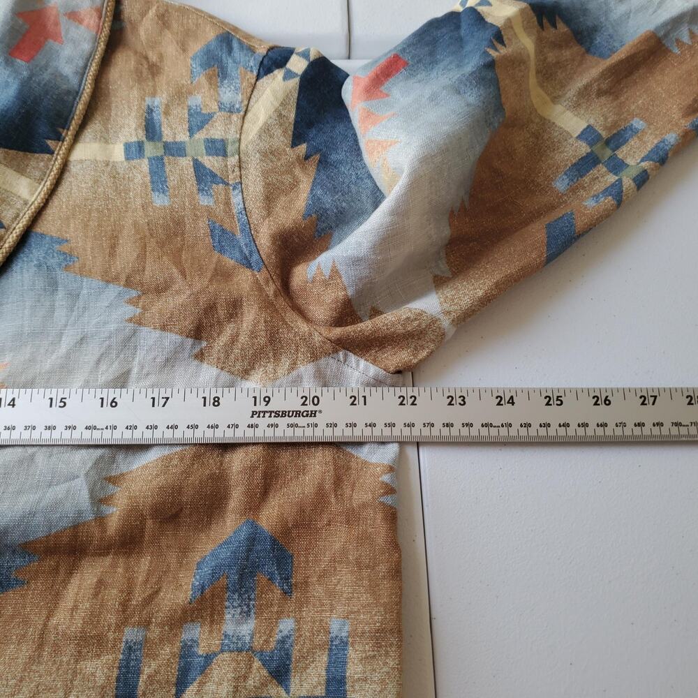 Vintage Jones New York Jacket Womens Medium Linen Aztec Southwestern Boho Tie - Picture 7 of 11